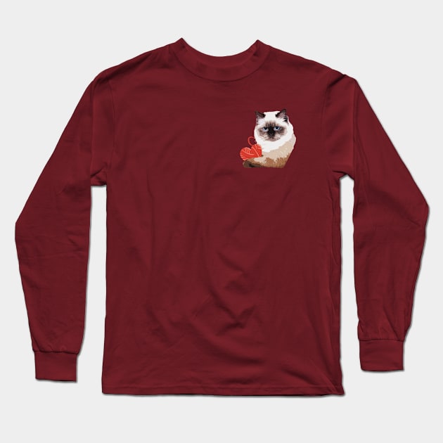 Cute Chocolate Ragdoll for kitten lovers Drawing Kitty Adoption Long Sleeve T-Shirt by SHB-art